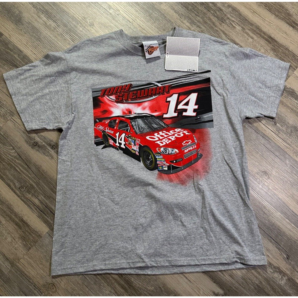 Vtg Tony Stewart Nascar Shirt Winners Circle #14 Mens Large Gray Racing NWT